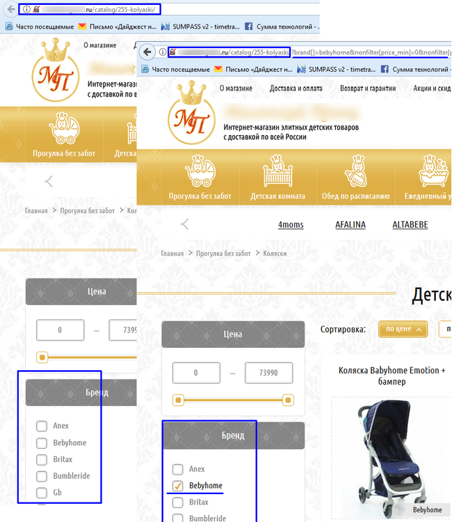 При формировании листа выбора url-адрес страницы остается прежним. Добавляются лишь технические данные